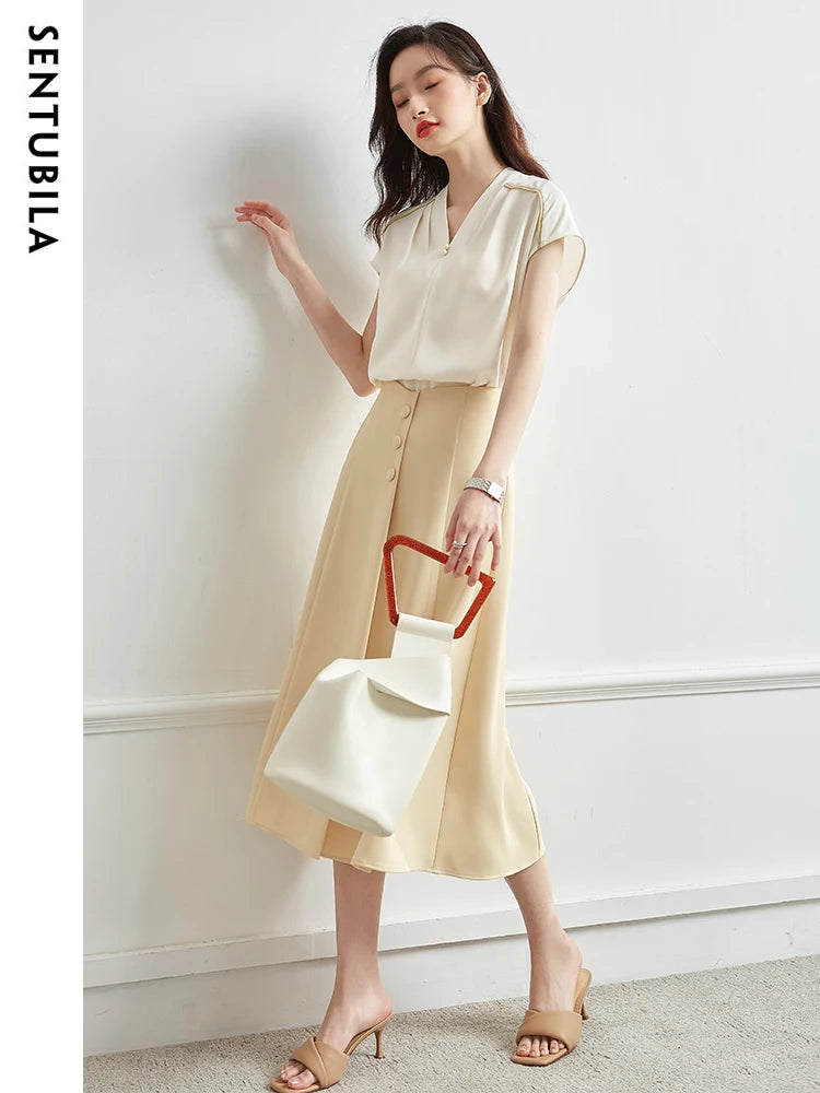 SENTUBILA Elegant Summer Chiffon Blouses For Women