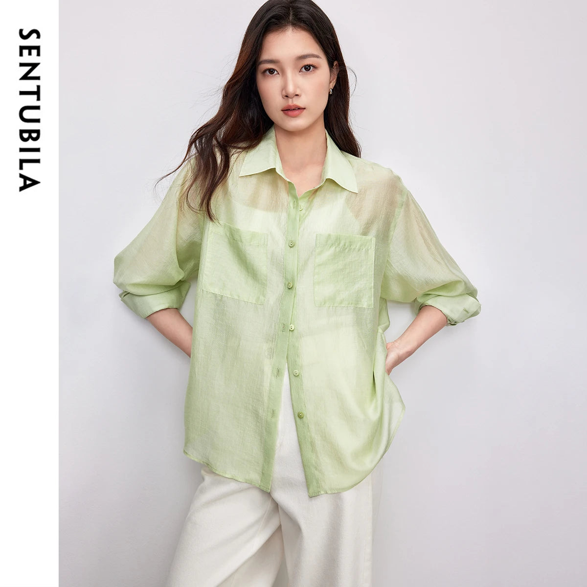 SENTUBILA 2025 New Lyocell Women's Shirt Basic
